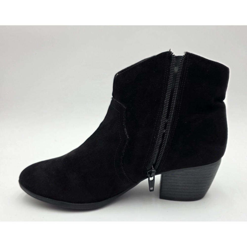 Faded Glory Women's Black Faux Suede Ankle Boots Block Heel Side Zip Size 7 - Picture 7 of 12